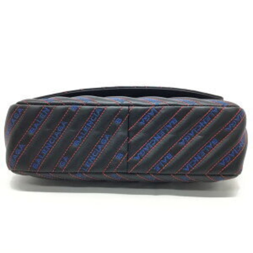 BALENCIAGA Round Chain Matelasse Shoulder Bag Leather Black - Picture 12 of 15